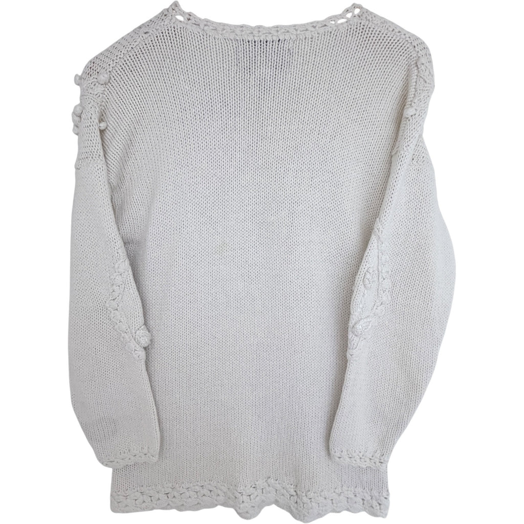 Tiara International Womens M Ivory Cable Knit Sweater Ramie Cotton Vintage 1995