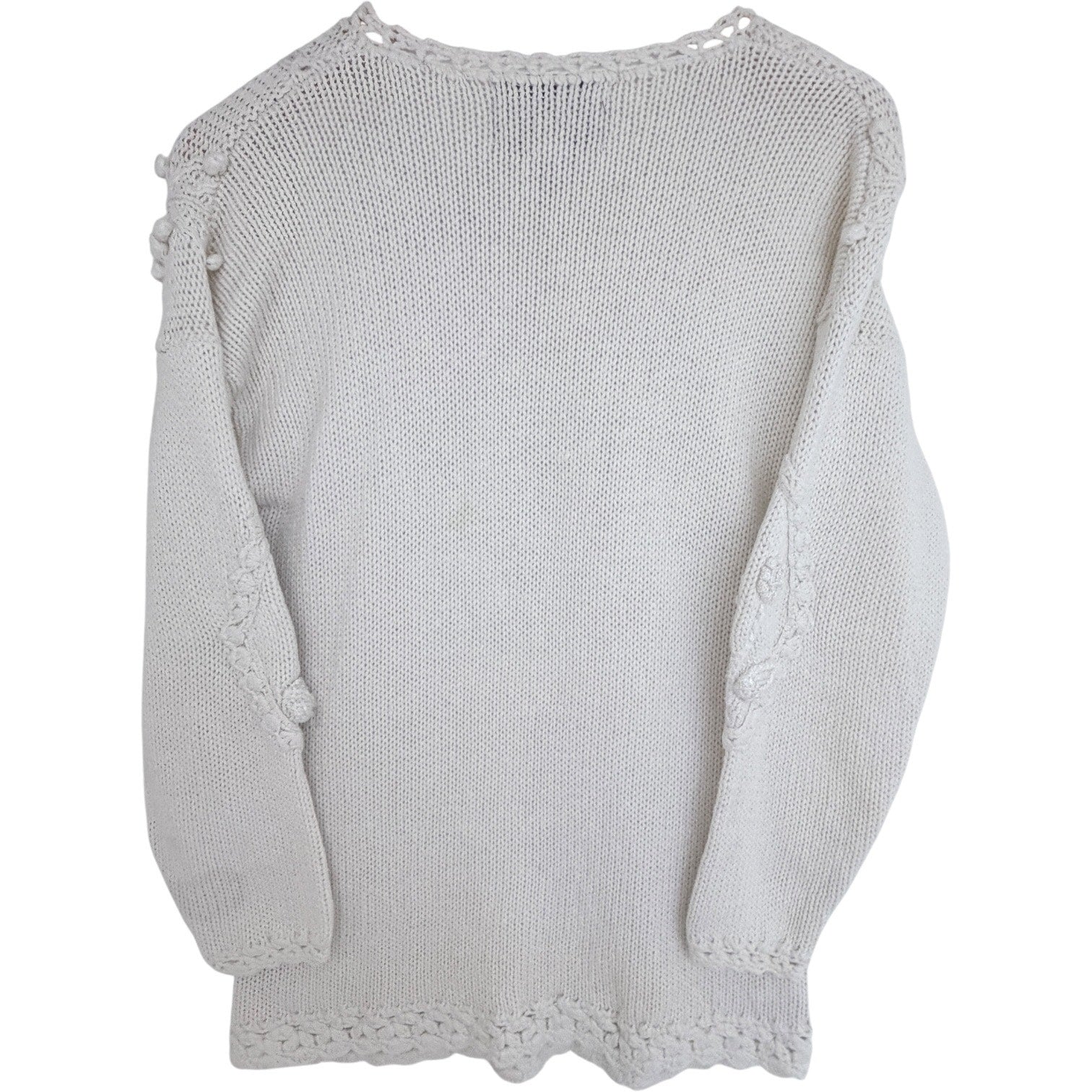 Tiara International Womens M Ivory Cable Knit Sweater Ramie Cotton Vintage 1995