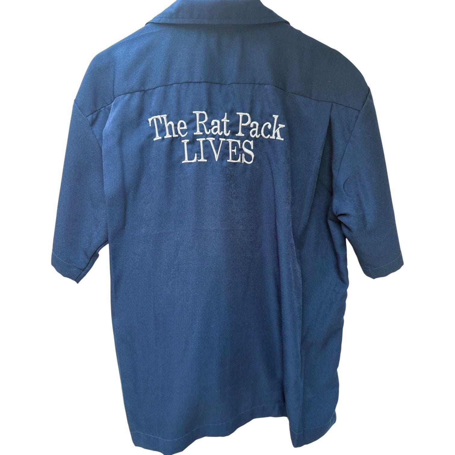 Cruisin USA Rat Pack Bowling Shirt Mens Large Blue Button Up Dino Vintage Style