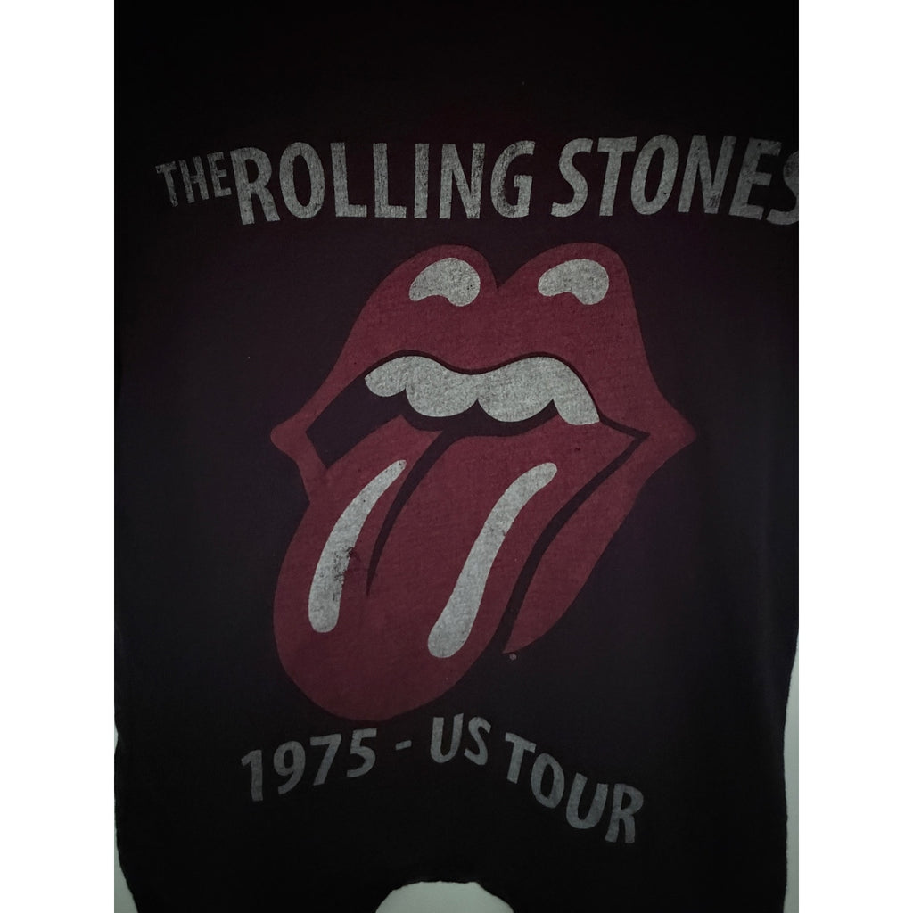 Rolling Stones 1975 US Tour Tongue Logo Graphic T Shirt Womens Small/Med Black