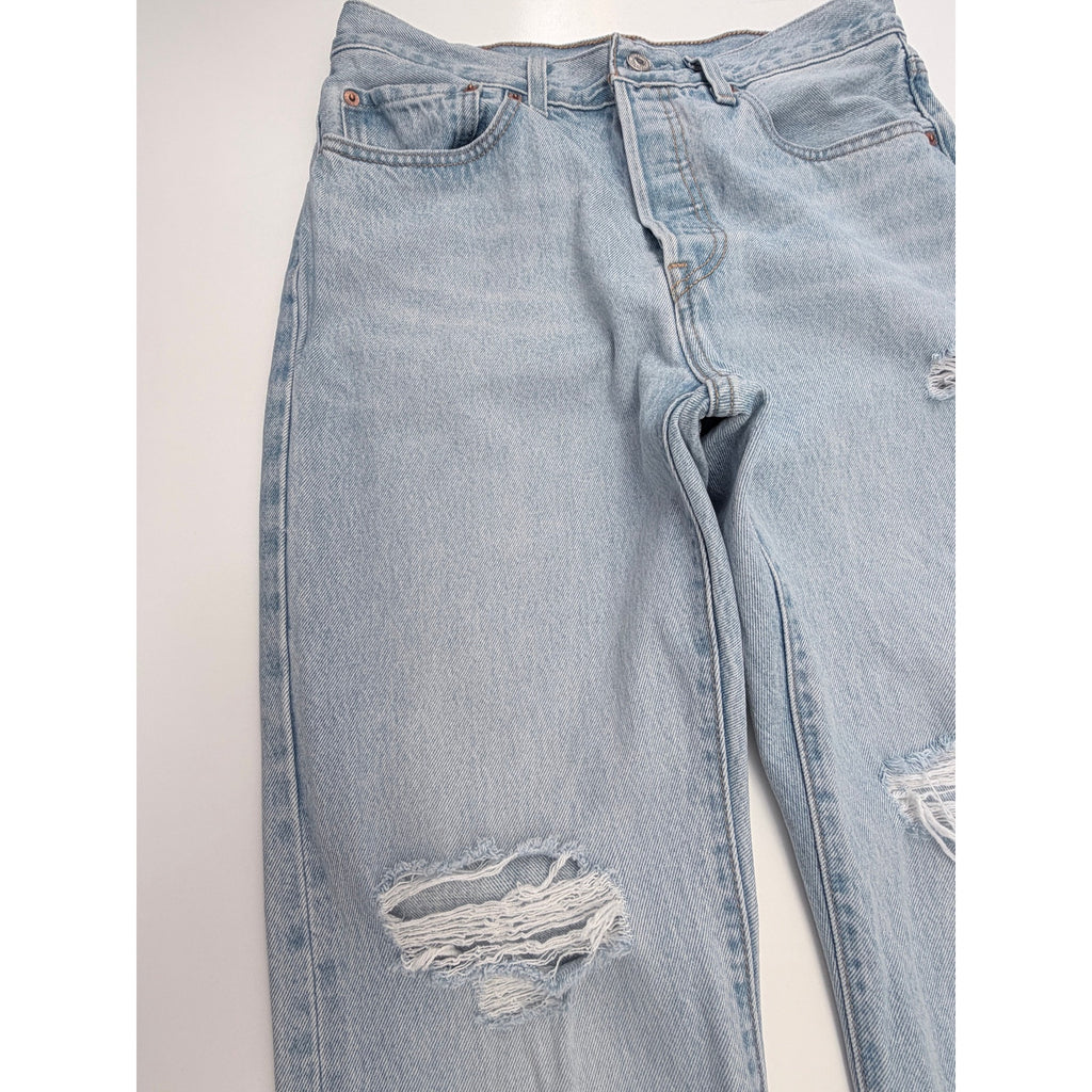 Levis 501 Jeans Womens Size 30x30 Light Wash Distressed Denim Pants