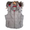 Eddie Bauer Down Puffer Vest Womens Large Gray Hooded Full Zip