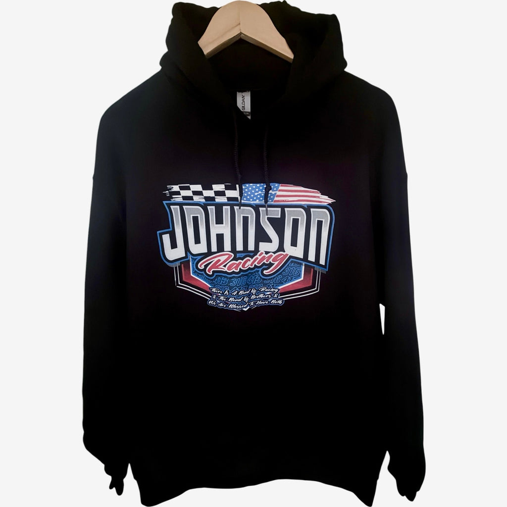 Johnson Racing Hoodie Mens L Black Dirt Track Graphic