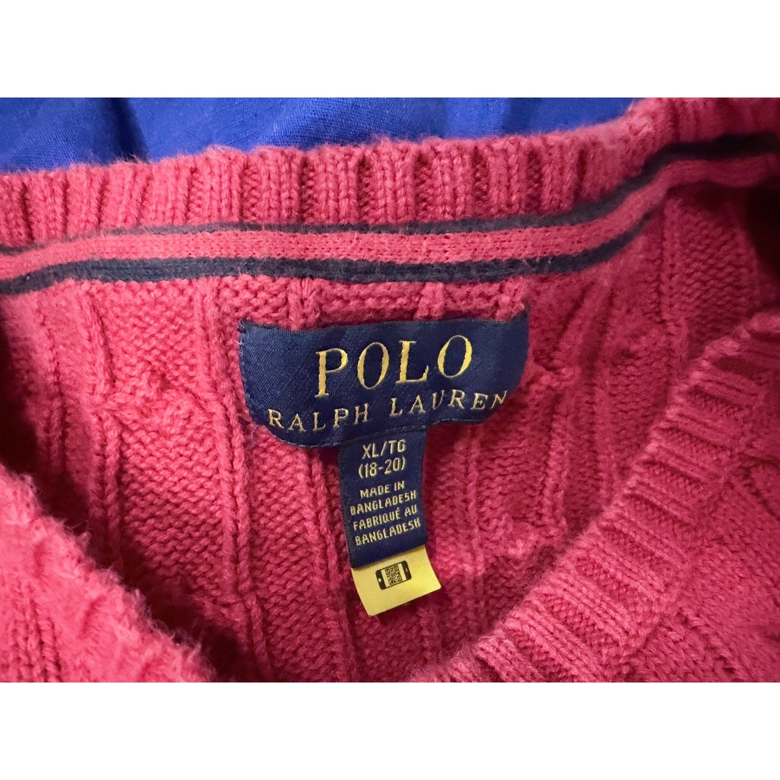 Polo Ralph Lauren Cable Knit Sweater Boys XL Red Cotton Pony Logo Classic