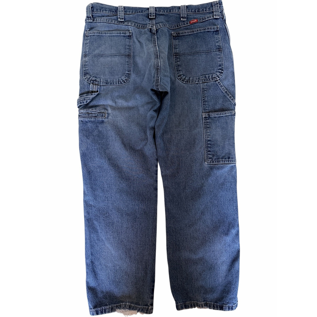 Wrangler Carpenter Jeans Mens 36x30 Blue Denim Workwear Utility Pants
