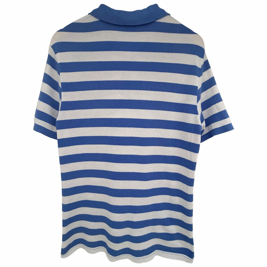 Lacoste Blue Gray Striped Pique Polo Shirt Mens Large