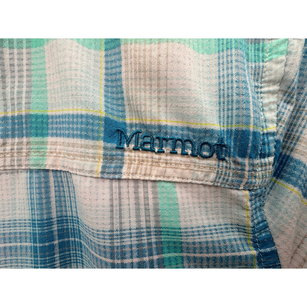 Marmot Plaid Long Sleeve Hiking Shirt Womens Small Blue Green