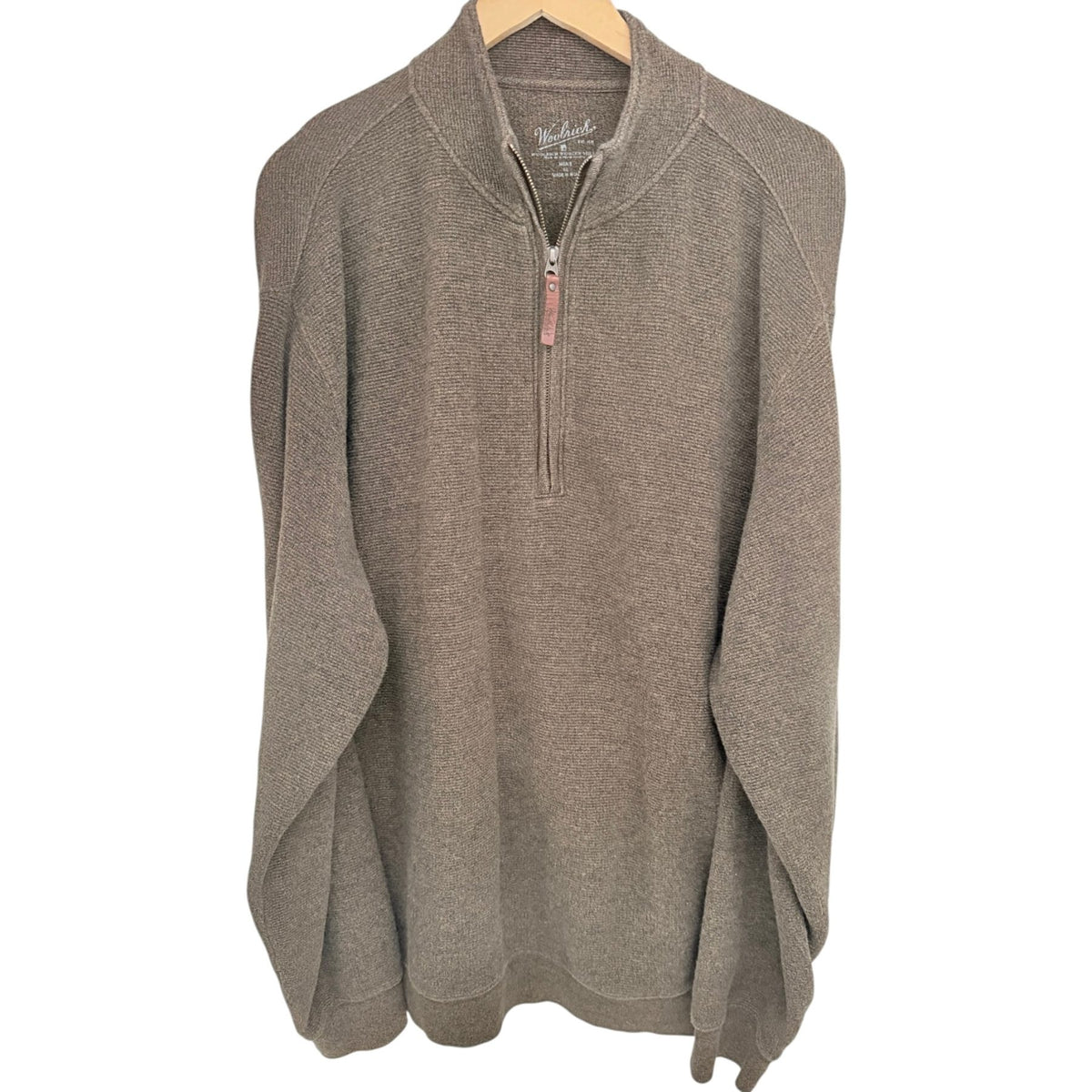 Woolrich Men's Brown Fair Isle Fleece Mock Neck Sweater — front view