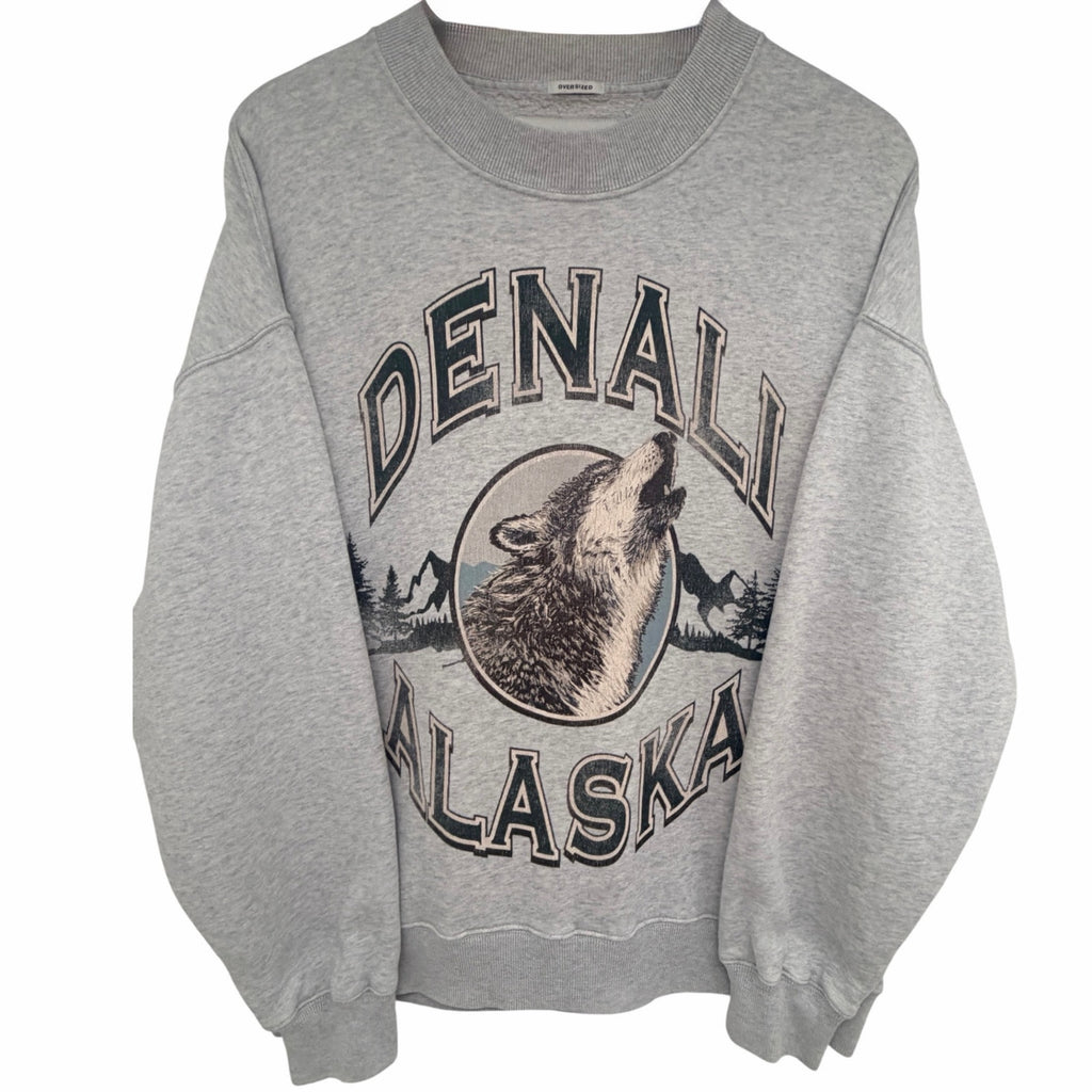 Abercrombie Denali Alaska Wolf Oversized Crewneck Women's XS