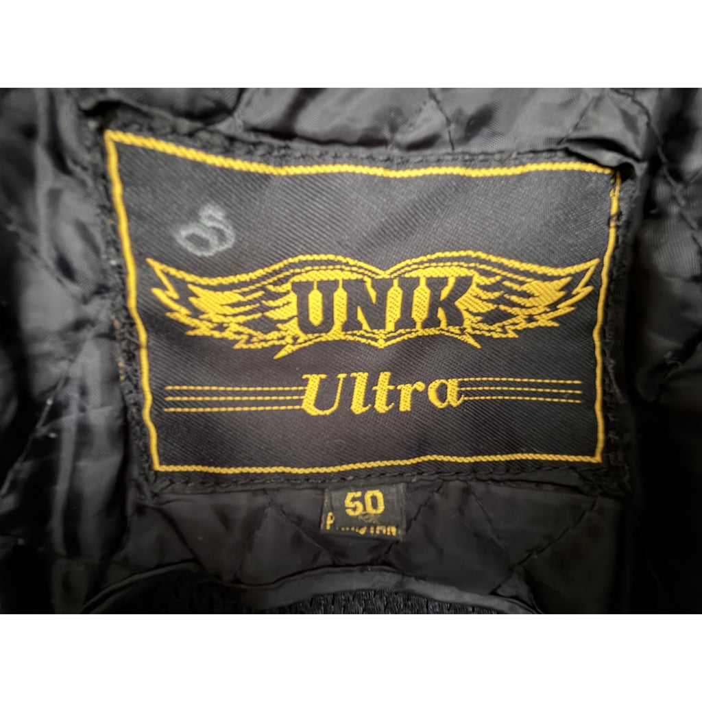 UNIK Ultra Men's Black Leather Motorcycle Jacket Size 50