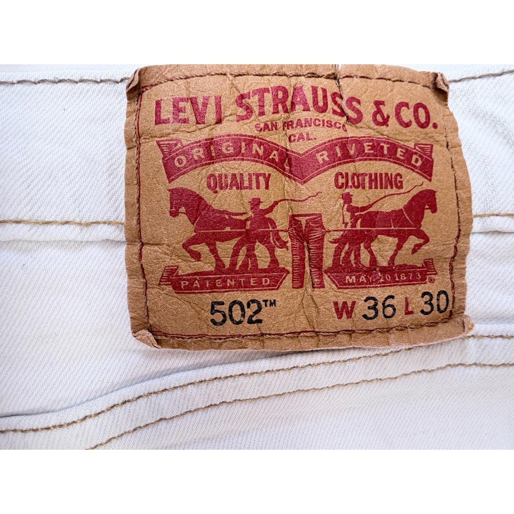 Levis 502 Jeans Mens 36x30 White Denim Straight Leg Pants