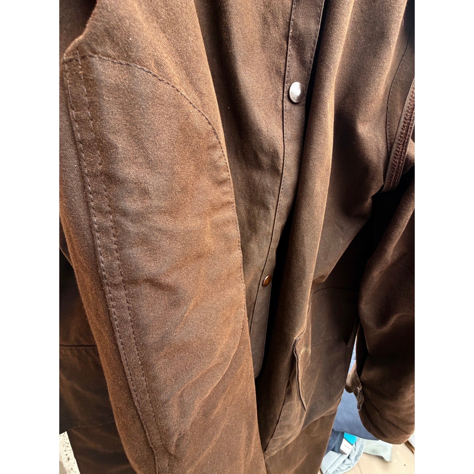 Australian Bushwear Oilskin Duster Coat Brown Long Ranch Jacket Mens One Size