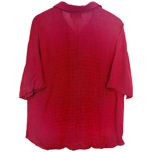 Cabrais Button Front Shirt Womens XL Red Black Textured Casual Blouse