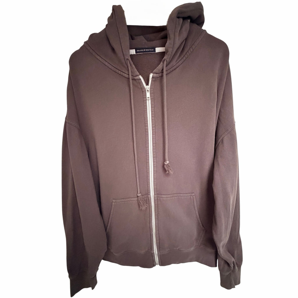Brandy Melville Brown Zip Hoodie One Size