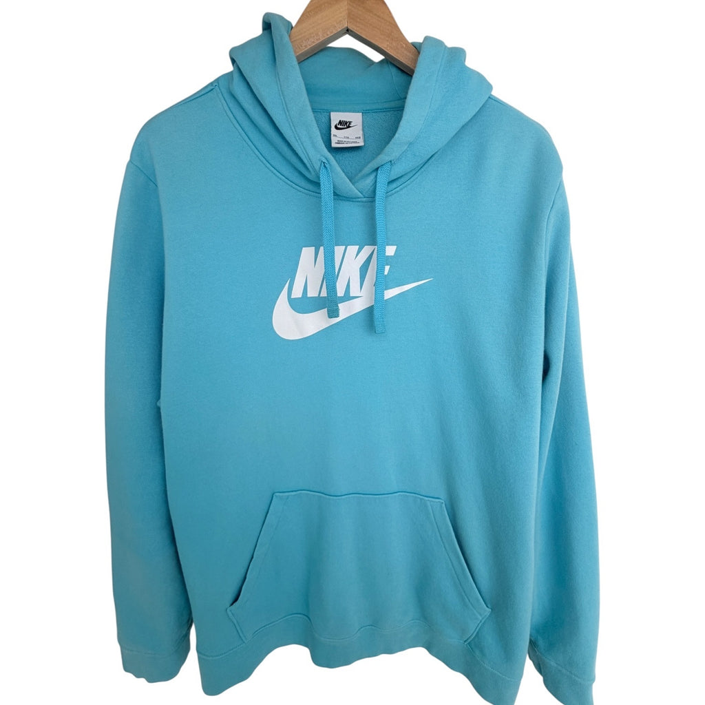 Nike Hoodie Mens XXL Blue Pullover Fleece Sweatshirt Swoosh Pocket Casual