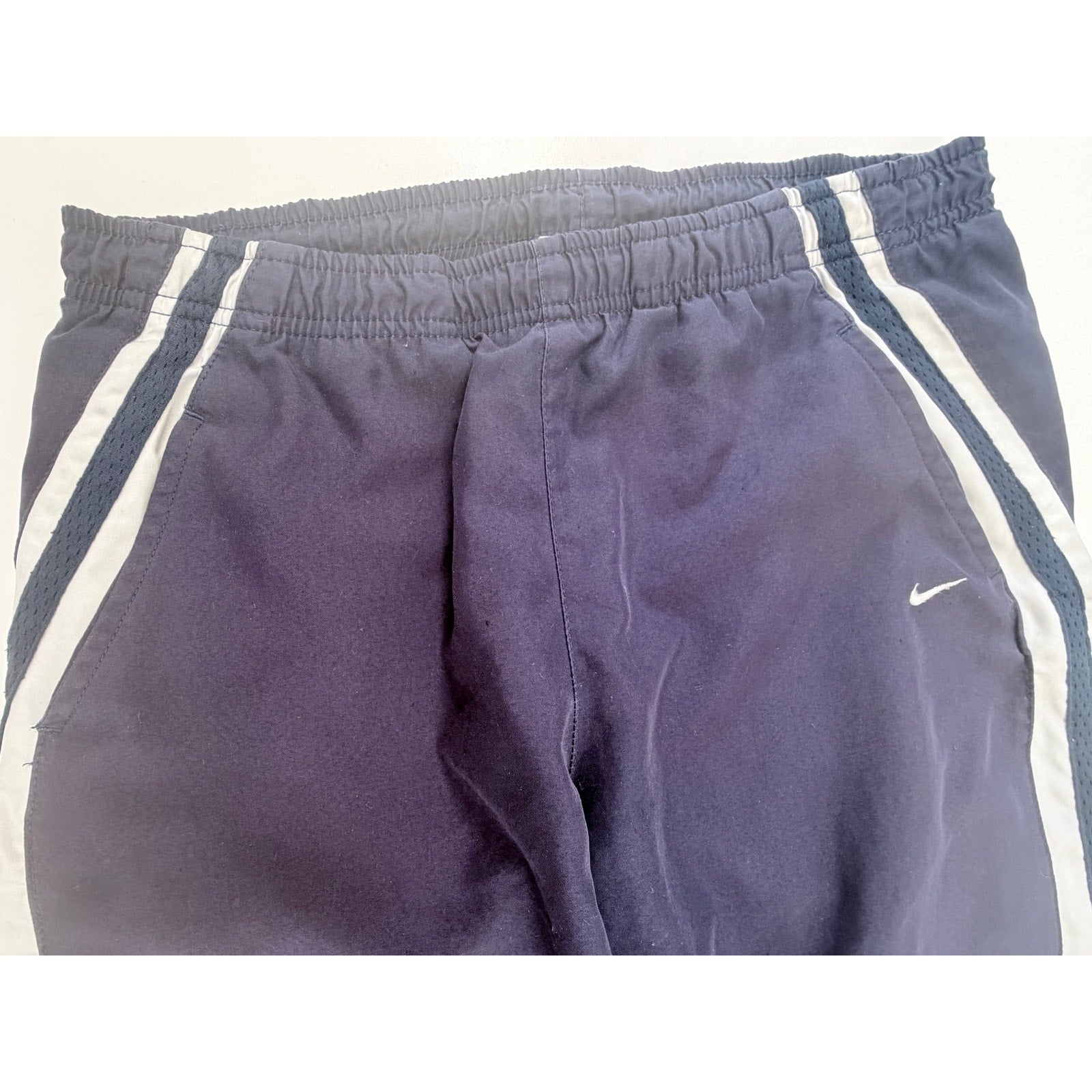 Nike Track Pants Mens Large Navy White Y2K Athletic Windbreaker Pants