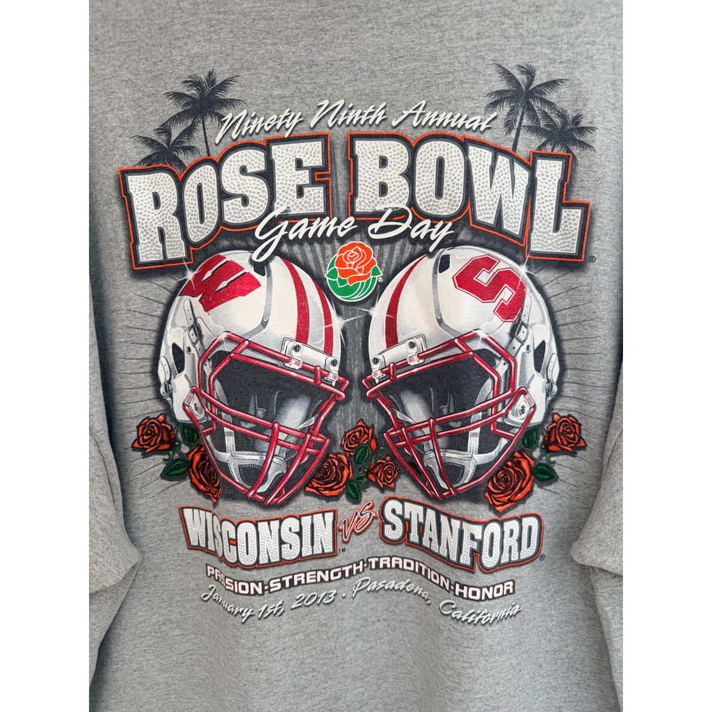Rose Bowl 2013 Wisconsin vs Stanford T Shirt Mens XXL Gray Football Graphic Tee