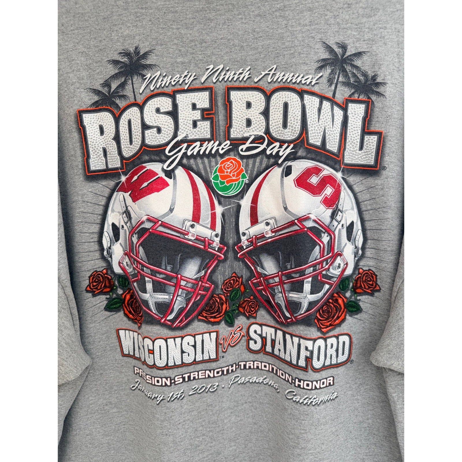 Rose Bowl 2013 Wisconsin vs Stanford T Shirt Mens XXL Gray Football Graphic Tee