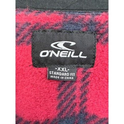 O'Neill Fleece Jacket Mens XXL Red Black Plaid Snap Front Sherpa Shirt Jacket - product photo 3
