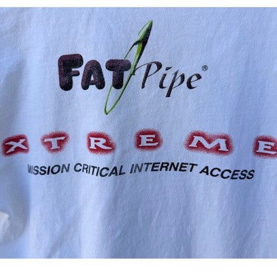 Single Stitch FatPipe Extreme Graphic TShirt Mens Medium White Tech Internet Tee - product photo 4