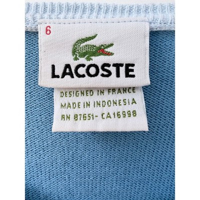 Lacoste Mens Sweater Size 6 Blue Argyle V Neck Crocodile Logo Knit - product photo 3