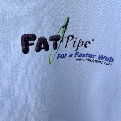 Single Stitch FatPipe Extreme Graphic TShirt Mens Medium White Tech Internet Tee - product photo 3