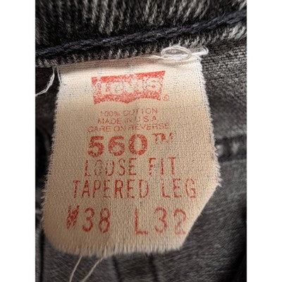 Levis 560 Loose Fit Jeans Mens 38x32 Black Wash Tapered Leg Denim - product photo 5