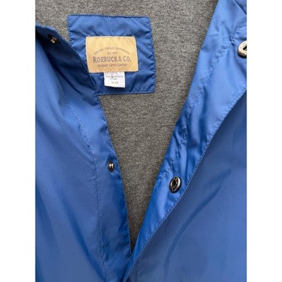 Roebuck & Co Coach Jacket Mens XL Blue Snap Front Lightweight Windbreaker - product photo 5
