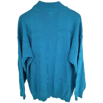 American Pride Mock Neck Sweater Womens 22W Blue USA Made Knit Pullover - product photo 2