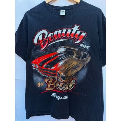 Snap-on Beauty And The Beast Graphic T Shirt Mens XL Black Muscle Car Tee - product photo 3