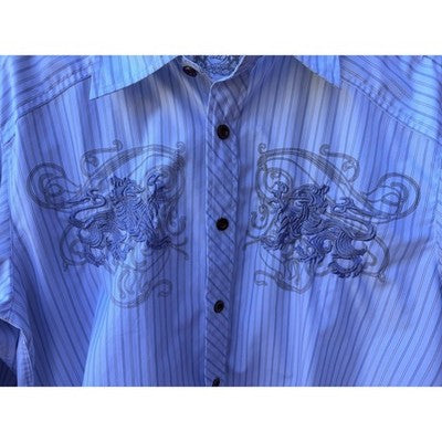 Cultura International Button Up Shirt Mens Large White Striped Graphic Shirt - product photo 4