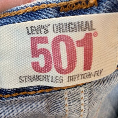 Levi's 501 Cut Off Denim Shorts Womens W34 Light Wash Distressed Frayed Raw Hem - product photo 3