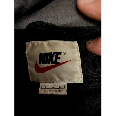 Nike Mens Vintage Hooded Jacket Gray Snap Front Swoosh Windbreaker Large - product photo 3