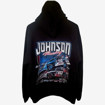 Johnson Racing Hoodie Mens L Black Dirt Track Graphic - product photo 2