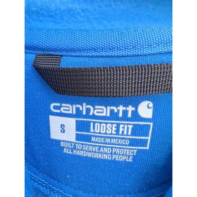 Carhartt Hoodie Mens Small Blue Loose Fit Pullover Workwear Sweatshirt - product photo 3