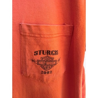 Harley Davidson Sturgis 2002 T Shirt Mens L Orange Black Hills Rally Biker - product photo 4