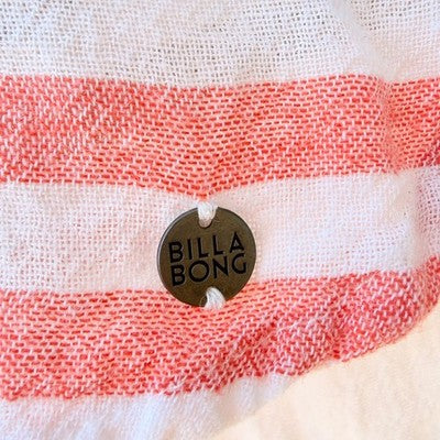 Billabong Hooded Lace Up Top Womens Large White Striped Lightweight Hoodie - product photo 4