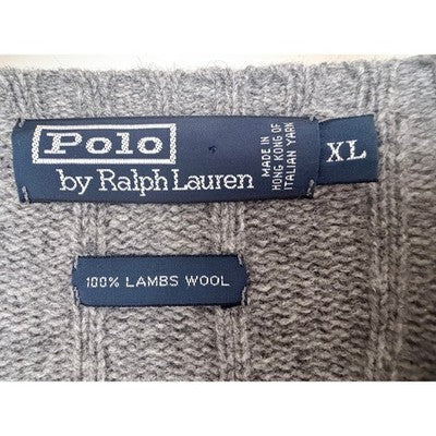 Polo Ralph Lauren Lambswool Sweater Mens XL Gray Rib Knit - product photo 3