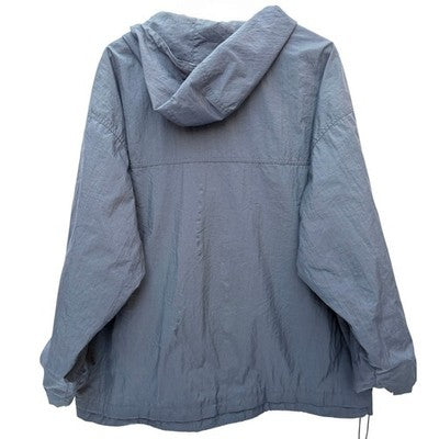 Nike Mens Vintage Hooded Jacket Gray Snap Front Swoosh Windbreaker Large - product photo 2