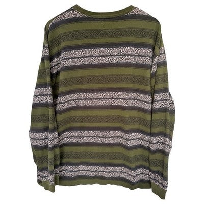 Levis Vintage Style Shirt Mens Large Green Pattern Striped Sweater Casual - product photo 2