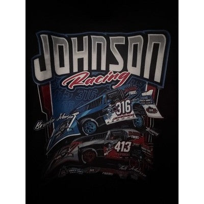 Johnson Racing Hoodie Mens L Black Dirt Track Graphic - product photo 5