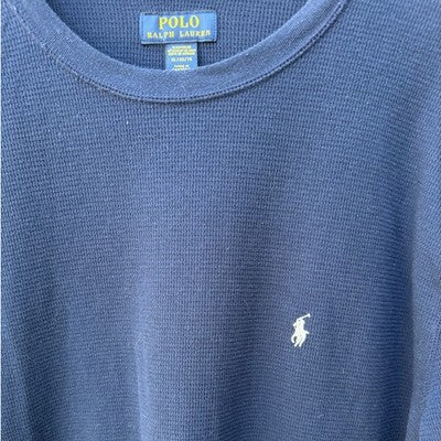 Polo Ralph Lauren Waffle Knit Shirt Mens XL Blue Long Sleeve Sleepwear Top - product photo 4