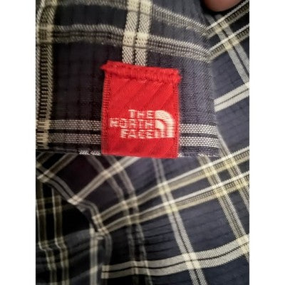 The North Face Plaid Short Sleeve Button Up Shirt Mens Large Blue Gray - product photo 5