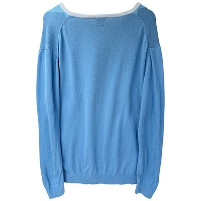 Lacoste Mens Sweater Size 6 Blue Argyle V Neck Crocodile Logo Knit - product photo 2