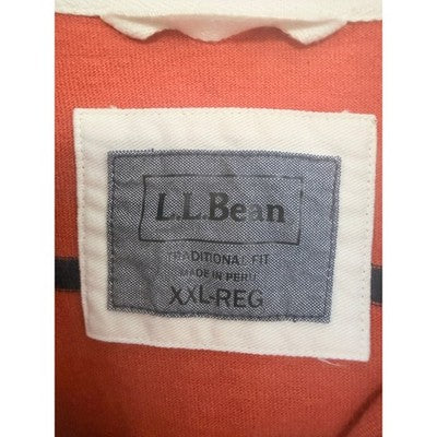 LL Bean Hoodie Mens XL Orange Striped Pullover Rugby Hooded Long Sleeve Casual - product photo 3