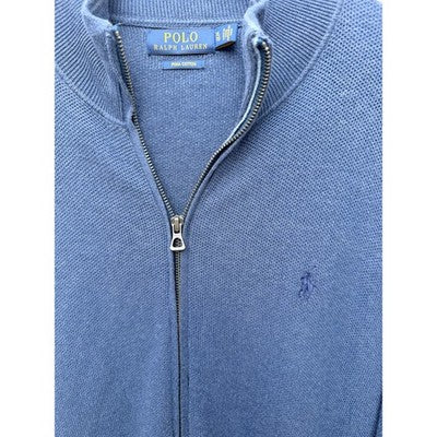Polo Ralph Lauren Full Zip Sweater Mens XL Blue Pima Cotton Knit Jacket - product photo 4