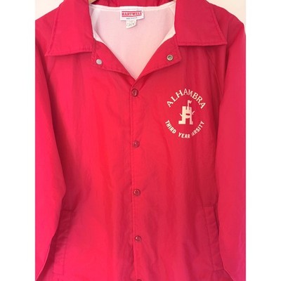 Hartwell Alhambra Varsity Windbreaker Jacket Mens XL Red Snap Front USA Made - product photo 5