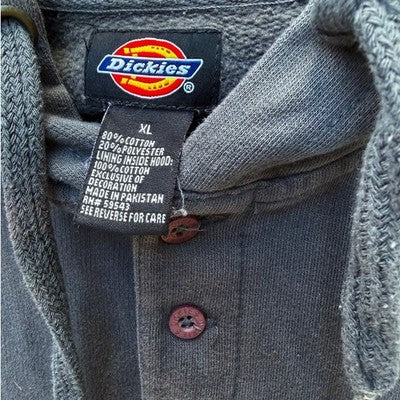 Dickies Hoodie Mens XL Gray Henley Workwear Pullover - product photo 3
