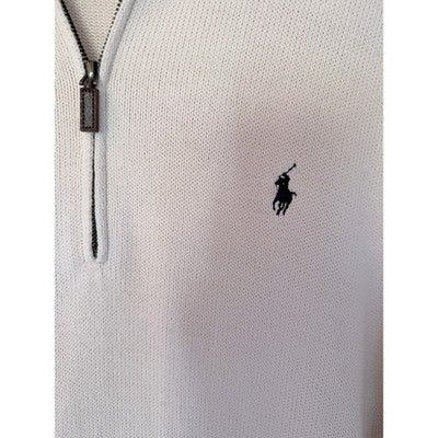 Polo Ralph Lauren Quarter Zip Sweater Mens XXL Cream Knit Pullover Logo - product photo 5