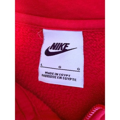 Nike Full Zip Hoodie Mens Large Red Embroidered Swoosh Fleece Sweatshirt - product photo 3